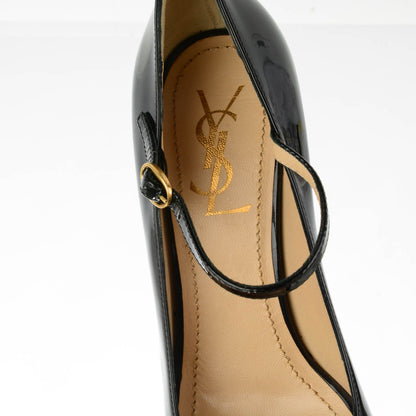 Saint Laurent Patent Tribtoo 80 Ankle Strap Pumps 38.5 Black 6 of 8