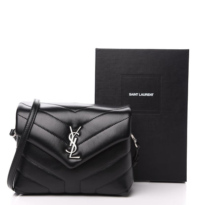 Saint Laurent Calfskin Y Quilted Monogram Toy Loulou Crossbody Bag Black 10 of 10