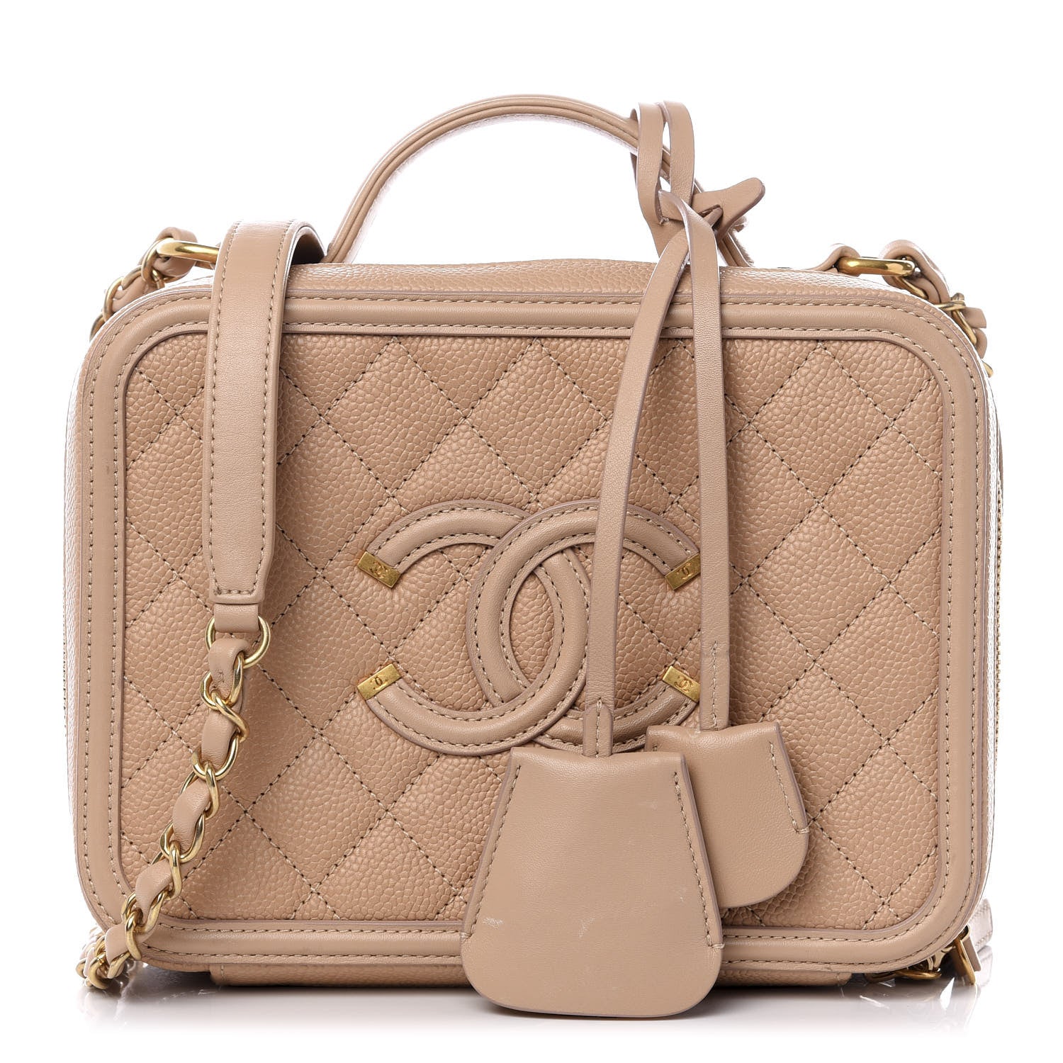 Chanel Caviar Quilted Medium CC Filigree Vanity Case Beige 1 of 8