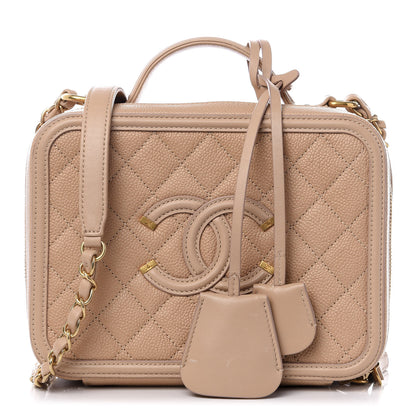 Chanel Caviar Quilted Medium CC Filigree Vanity Case Beige 1 of 8