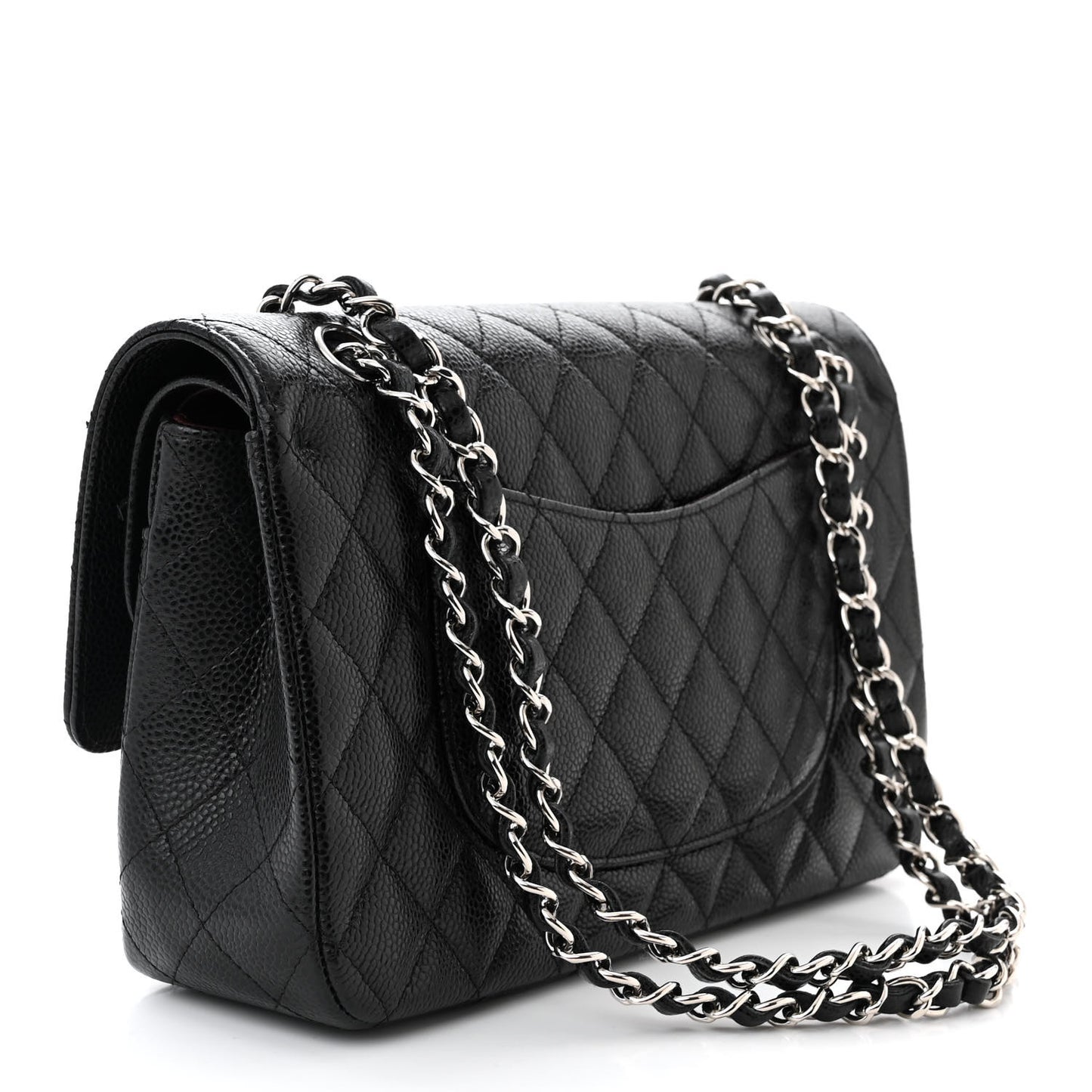 Caviar Quilted Medium Double Flap Black