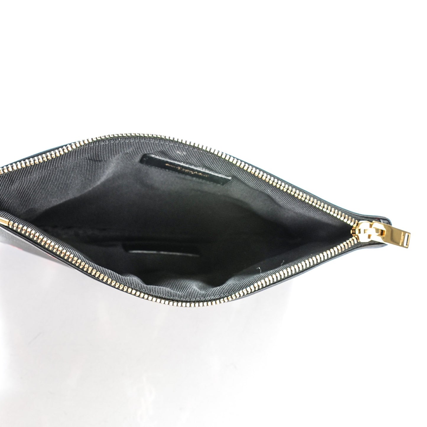 Calfskin Lipstick Printed Monogram Pouch Black