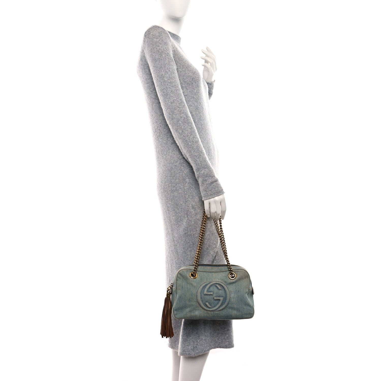 Gucci Denim Small Soho Bowler Blue 2 of 9