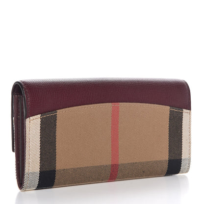 Burberry Grainy Calfskin House Check Continental Wallet Mahogany Red 3 of 6