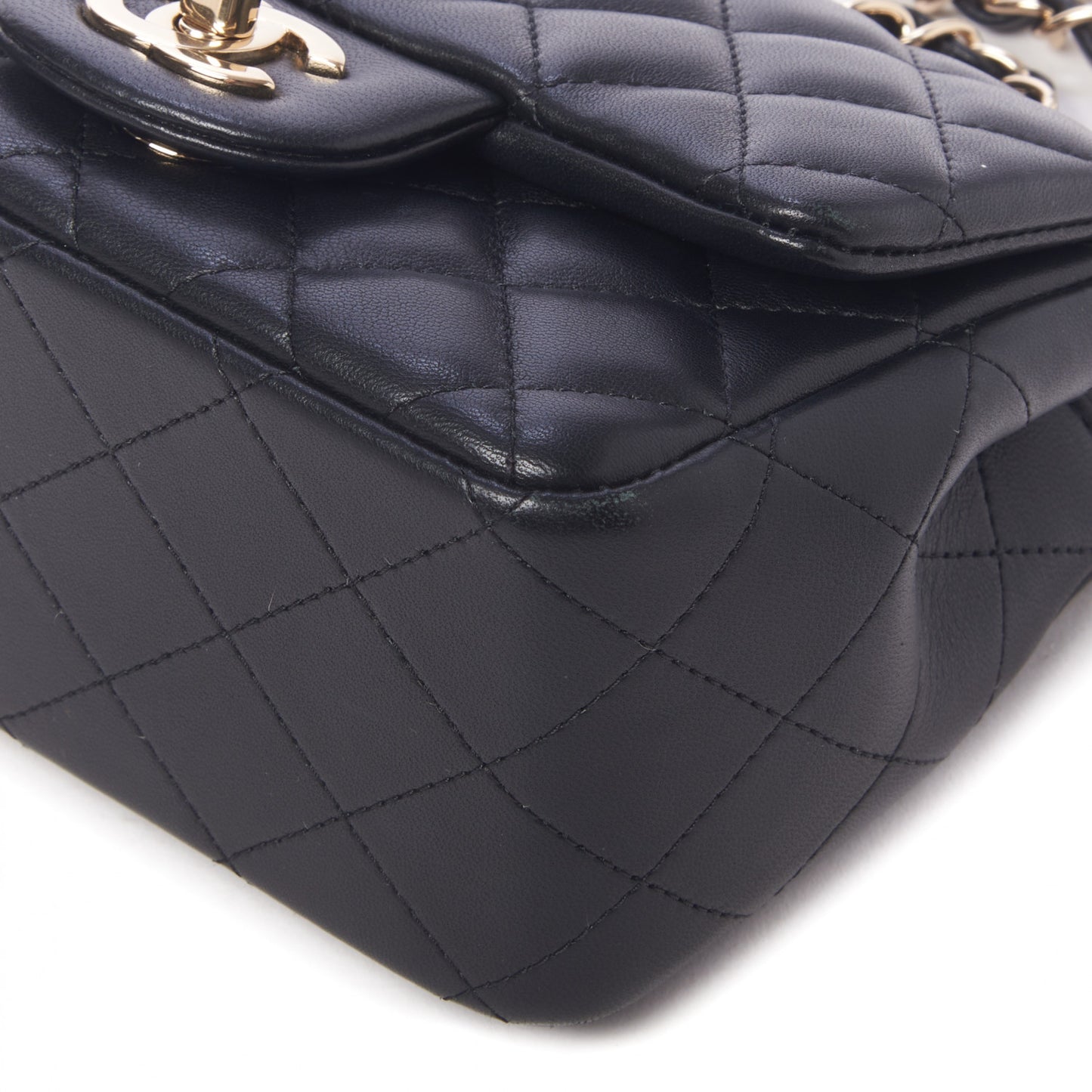 Lambskin Quilted Mini Square Flap Black