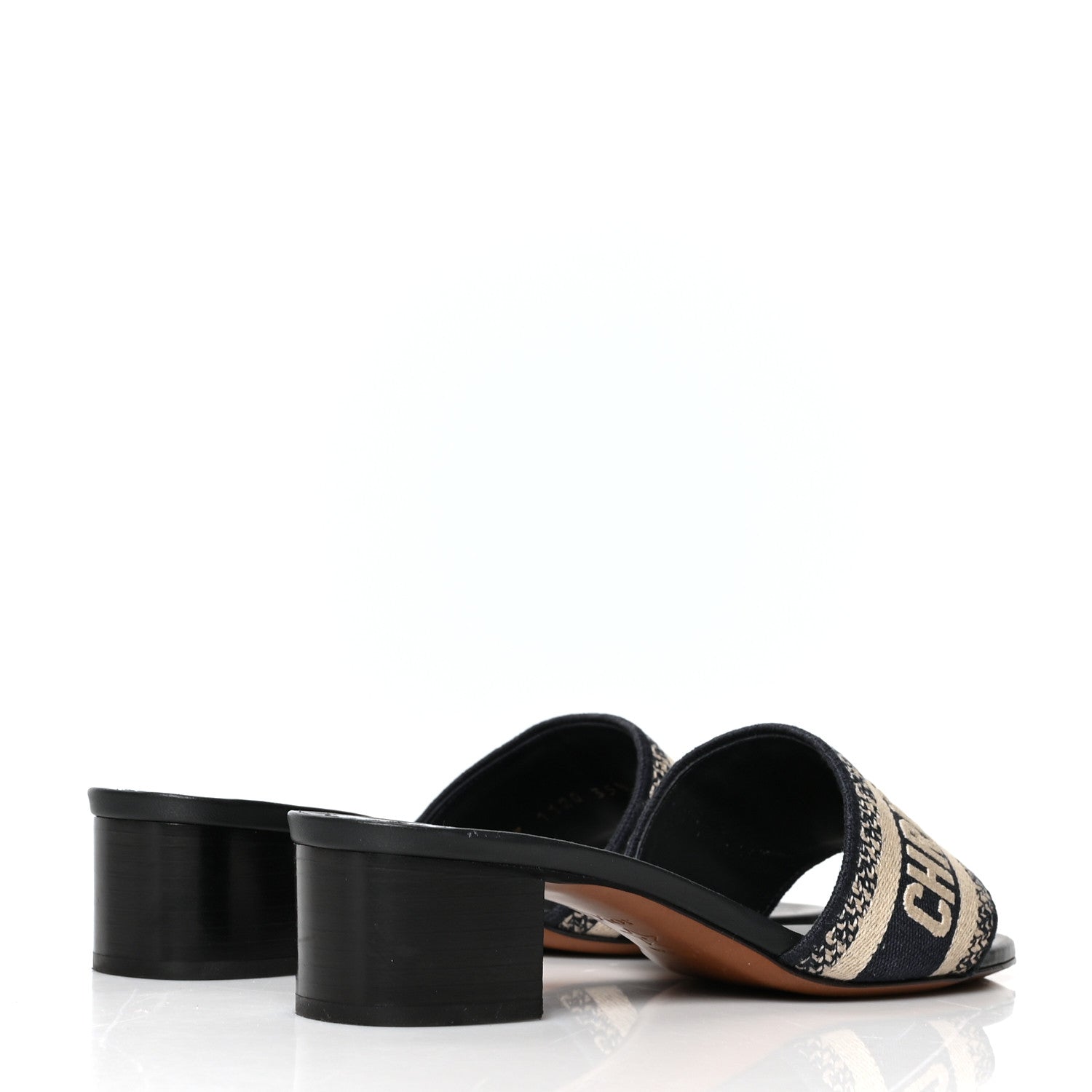 Christian Dior Cotton Embroidered Dway 50mm Slide Sandals 37 Deep Blue 4 of 8