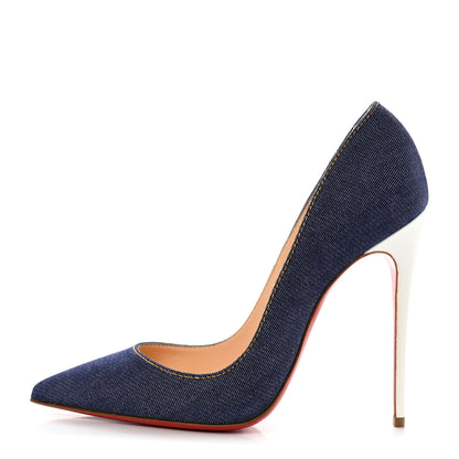 Christian Louboutin Denim Jazz Calf So Kate 120 Pumps 36.5 Blue White 1 of 8