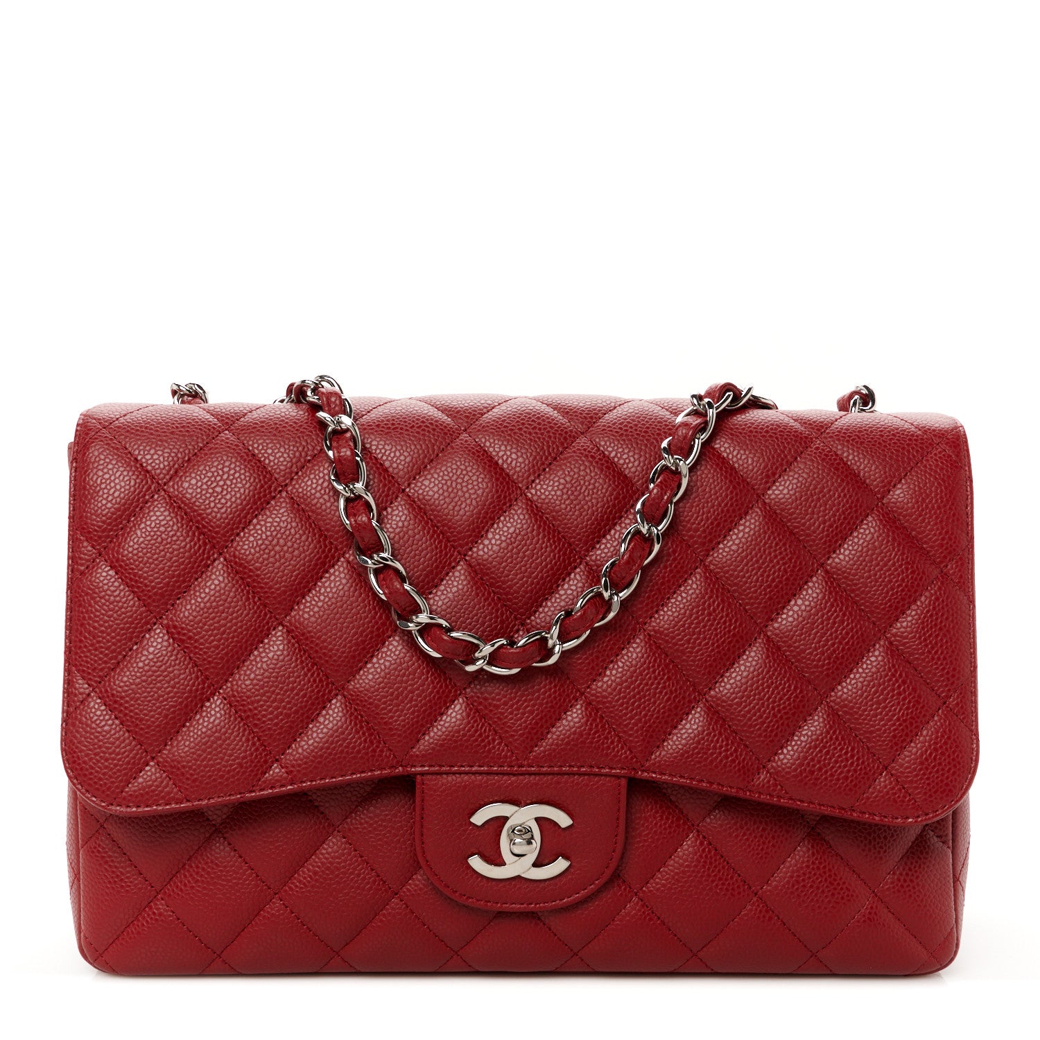 Chanel Caviar Quilted Jumbo Single Flap Red 1 of 11