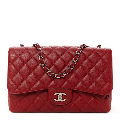 Chanel Caviar Quilted Jumbo Single Flap Red 1 of 11