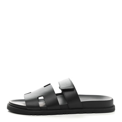 Hermes Calfskin Mens Chypre Sandals 43 Black 1 of 10