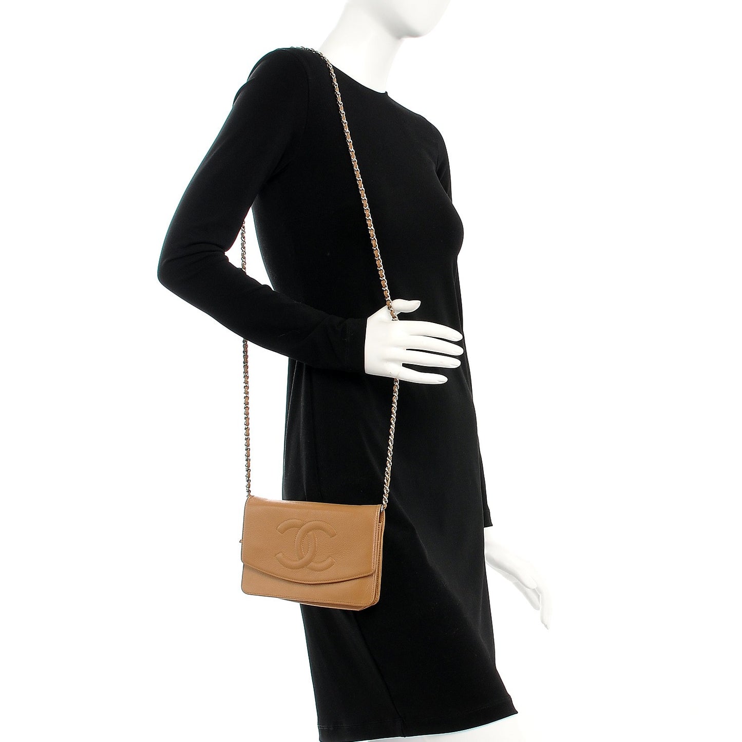 Caviar Timeless CC Wallet On Chain WOC Beige