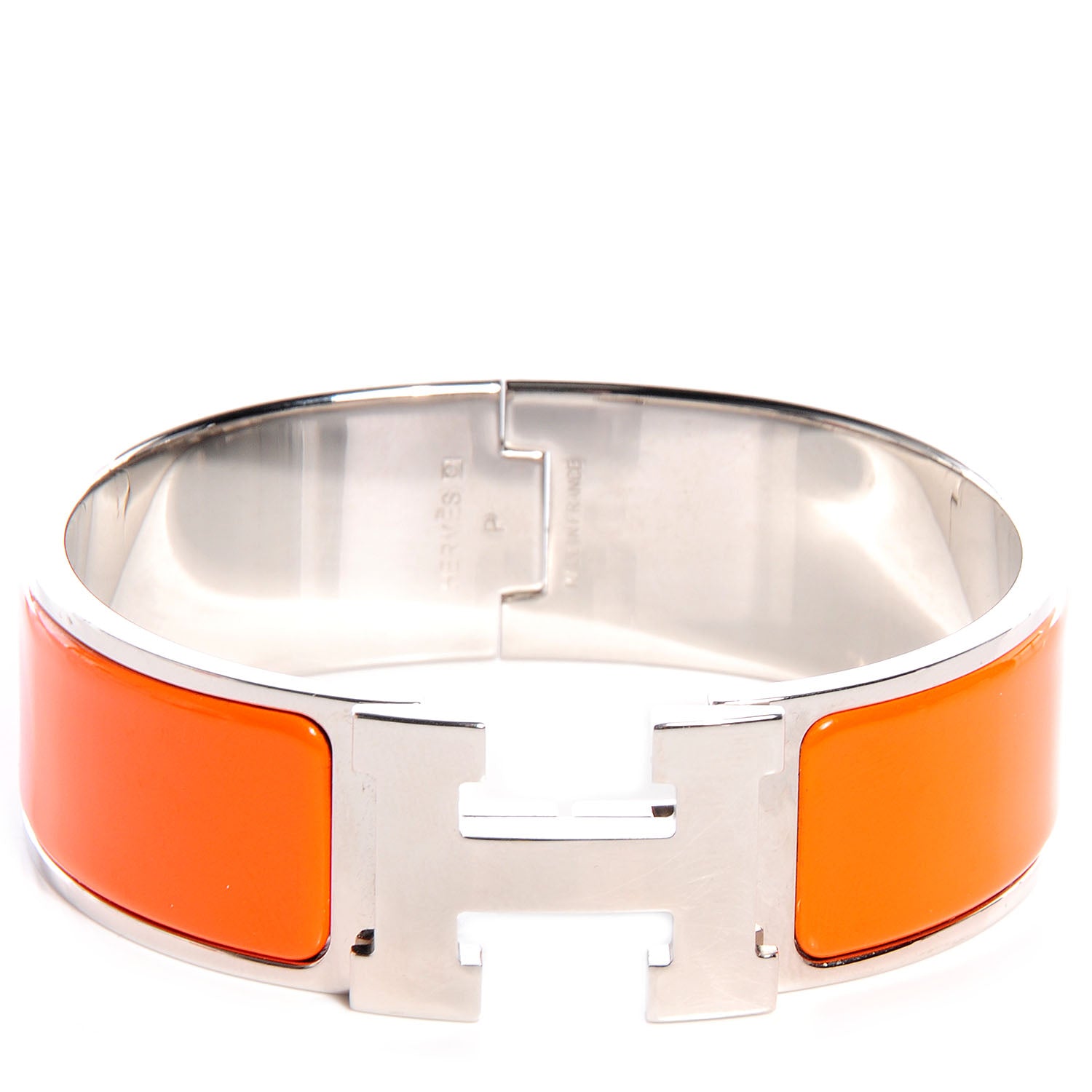 Hermes Enamel Wide Clic Clac H Bracelet GM Orange 1 of 4