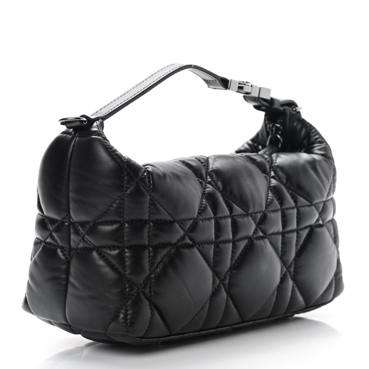 Calfskin Macrocannage Medium Diortravel Nomad Pouch Black