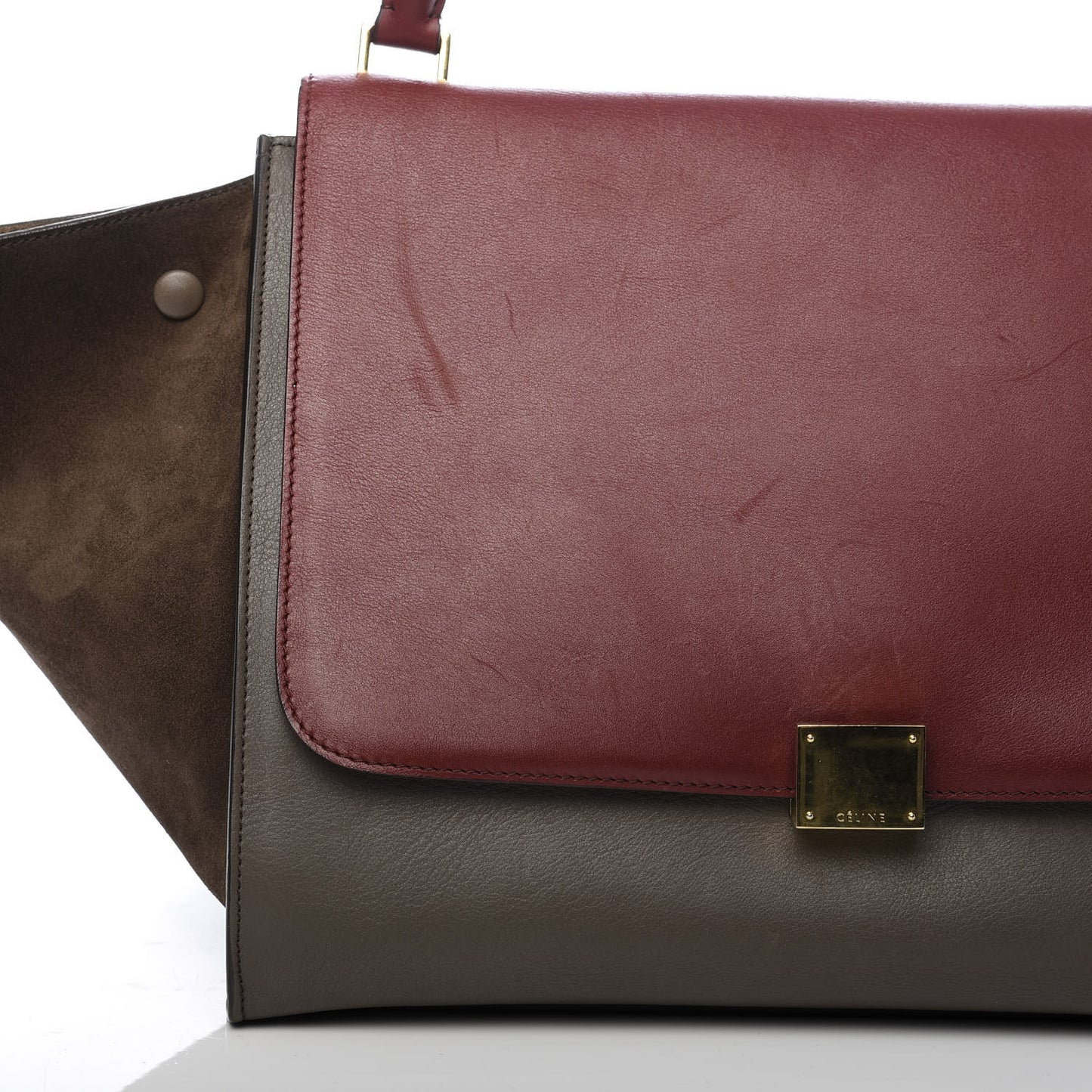 Calfskin Suede Large Tri-Color Trapeze Granite