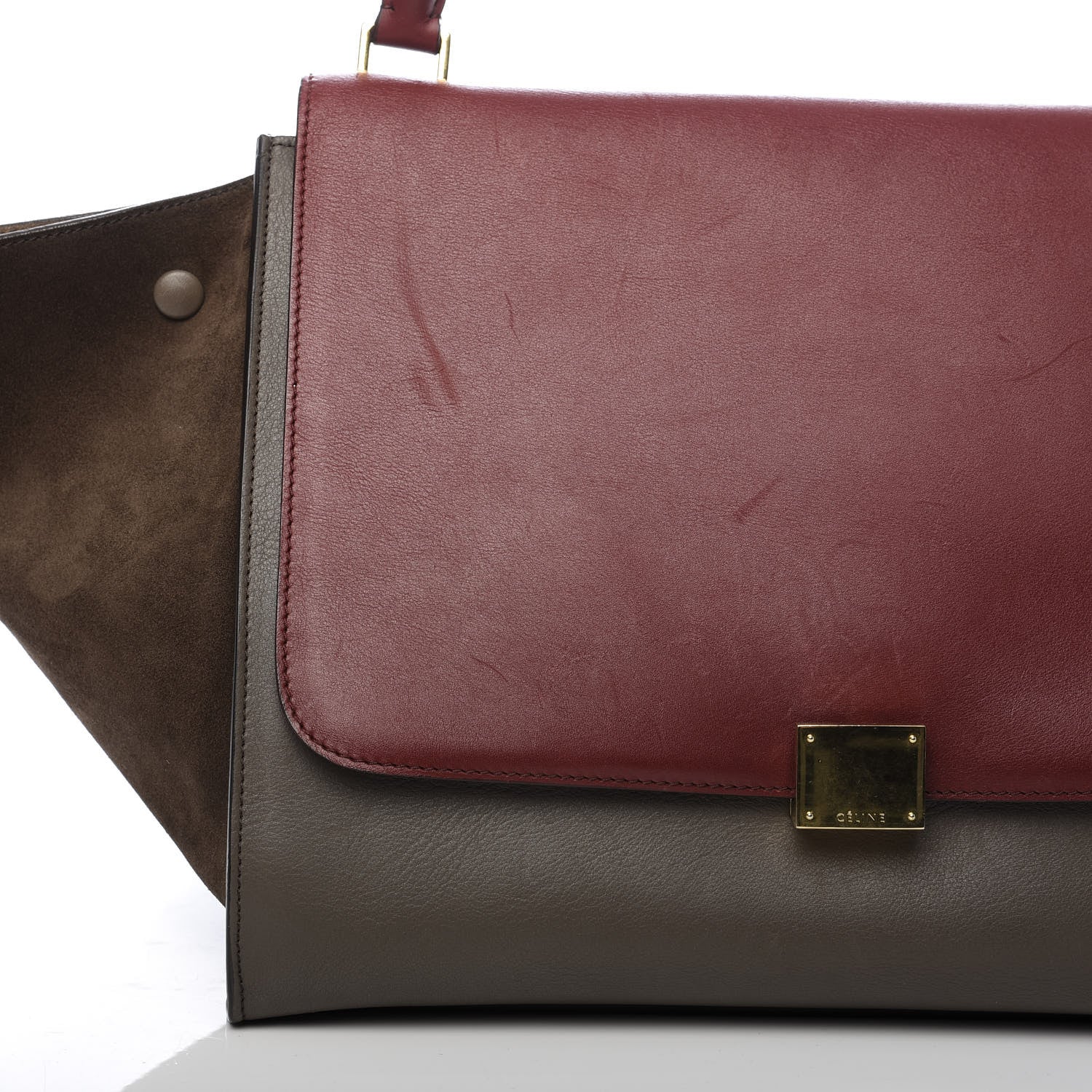 Celine Calfskin Suede Large Tri-Color Trapeze Granite 10 of 13