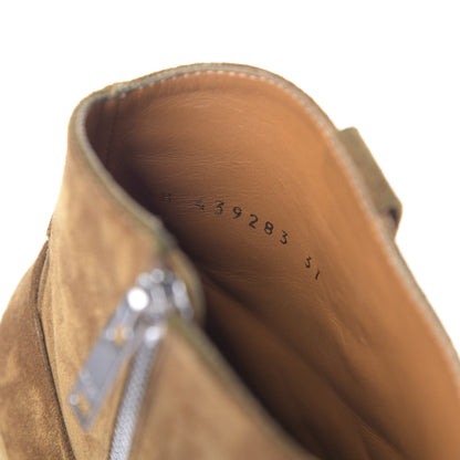 Saint Laurent Suede Curtis Harness Ankle Booties 37 Tan 10 of 11