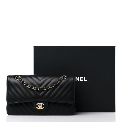 Chanel Caviar Chevron Quilted Medium Double Flap Black 12 of 12