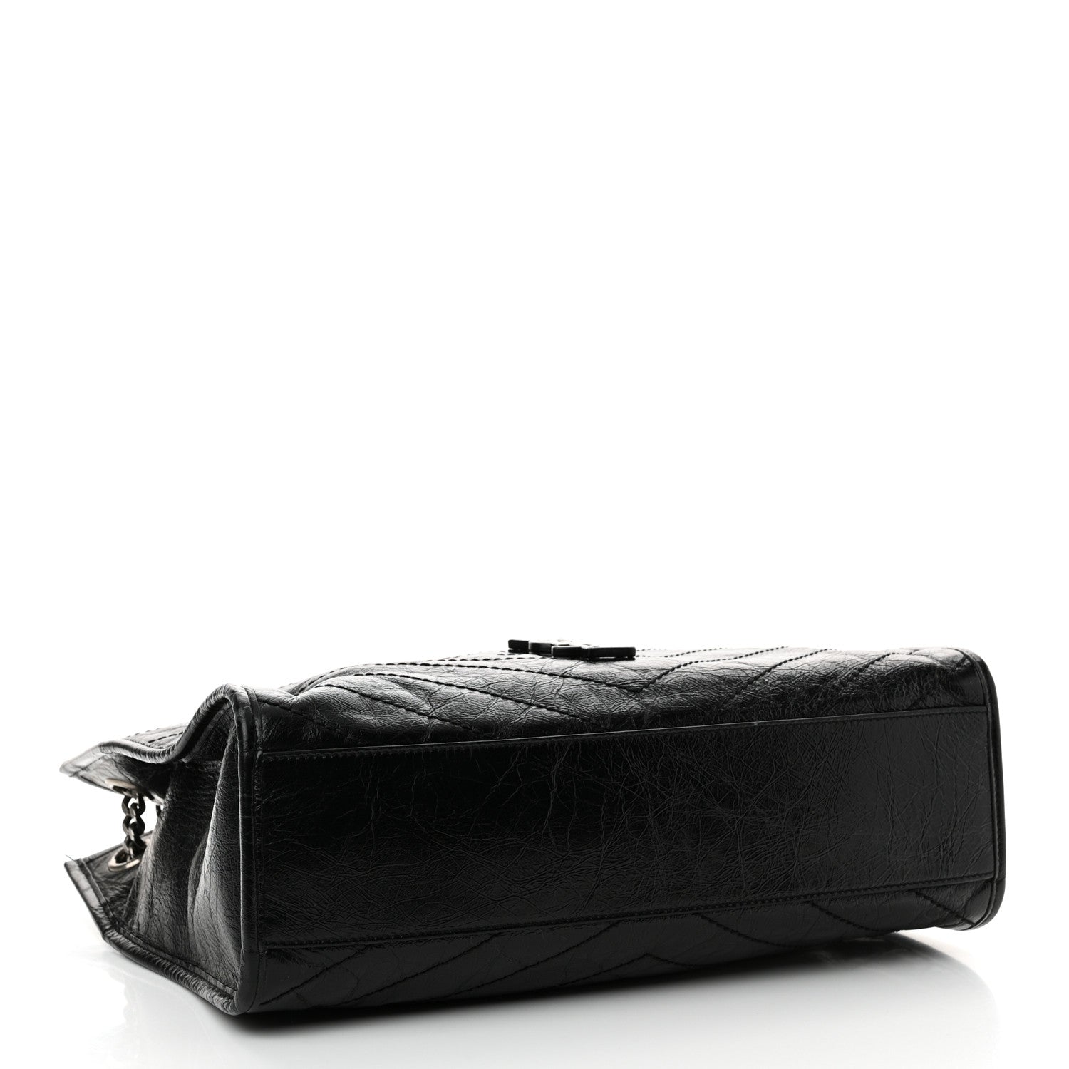 Saint Laurent Crinkled Calfskin Matelasse Monogram Medium Niki Shopper Tote Black 4 of 12
