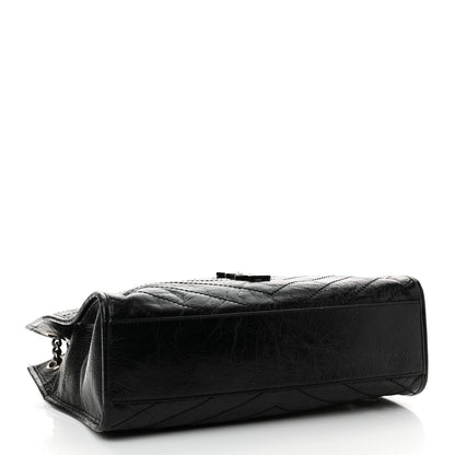 Saint Laurent Crinkled Calfskin Matelasse Monogram Medium Niki Shopper Tote Black 4 of 12