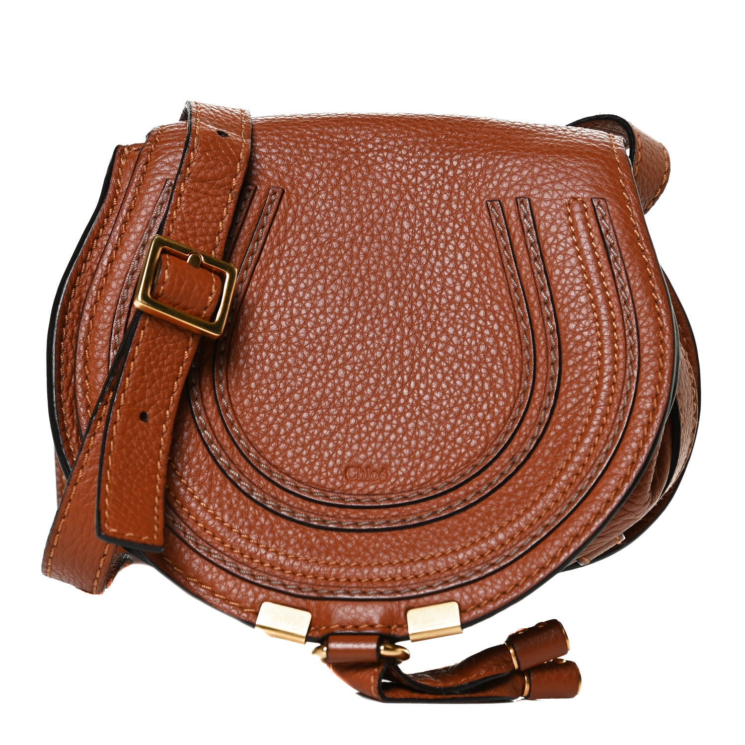 Chloe Calfskin Mini Marcie Round Crossbody Bag Tan 1 of 12