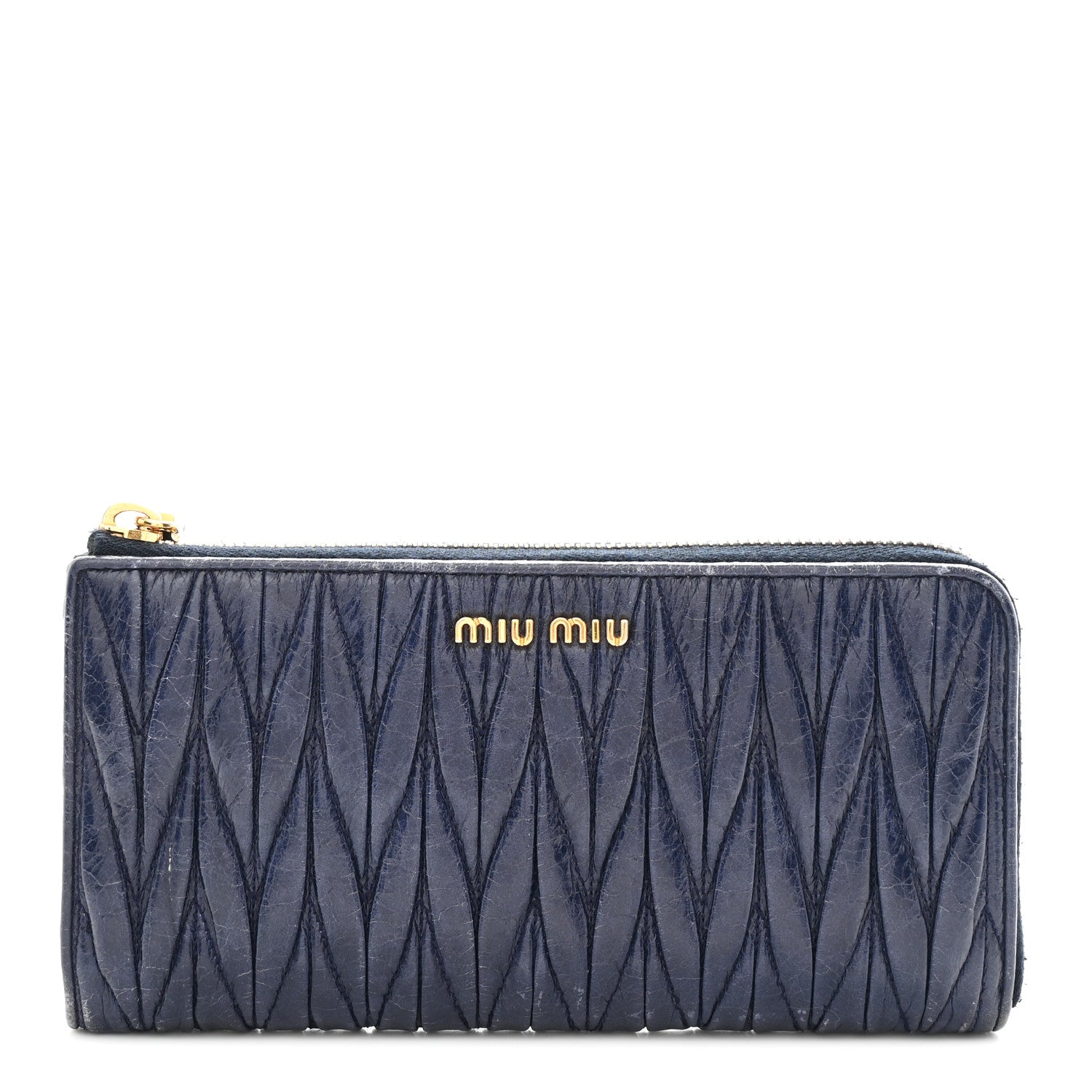 Miu Miu Nappa Matelasse Lux Zip Around Wallet Bleuette 1 of 8