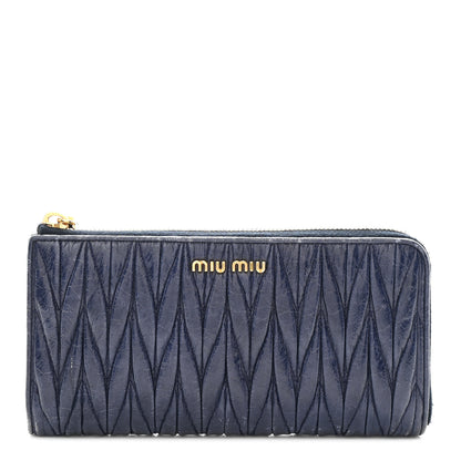 Miu Miu Nappa Matelasse Lux Zip Around Wallet Bleuette 1 of 8
