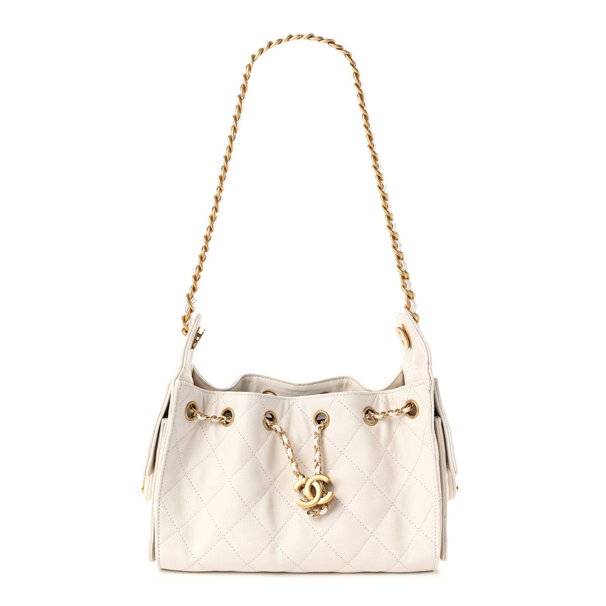 Caviar Quilted Mini Chanel 25 Handbag White