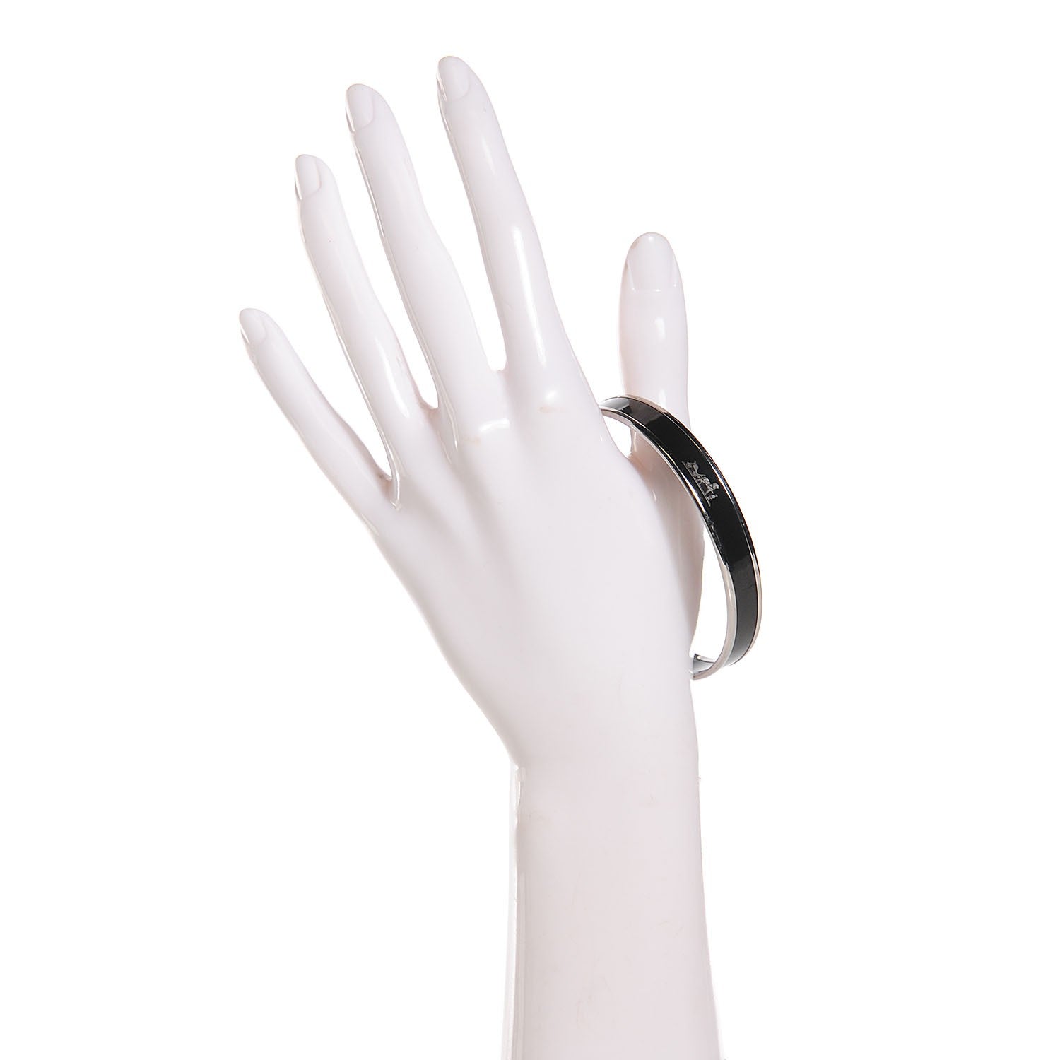 Hermes Enamel Printed Caleche Narrow Bracelet 70 Black 2 of 4