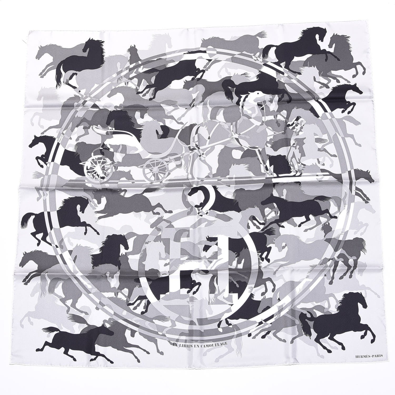 Hermes Silk Ex Libris En Camouflage Scarf 90 1 of 5