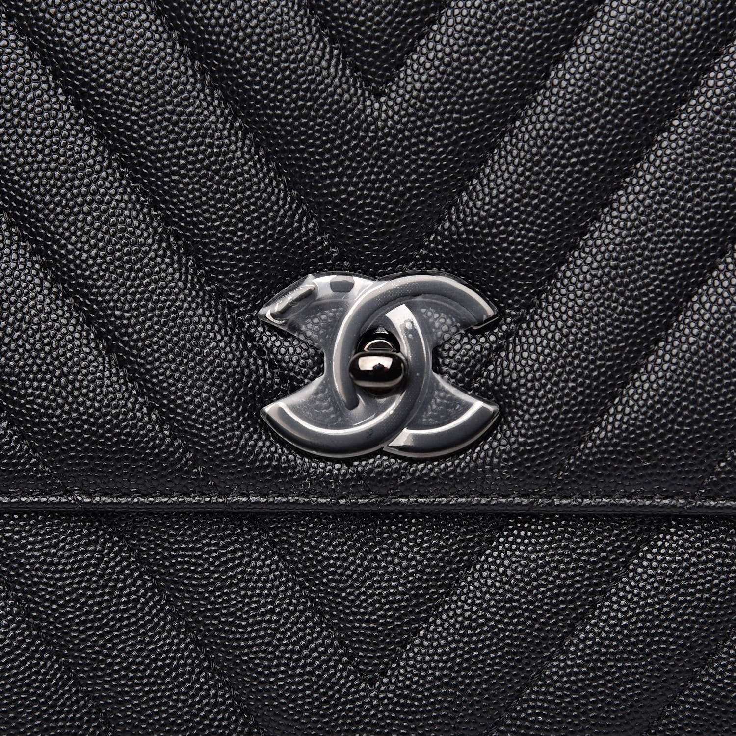 Chanel Caviar Chevron Quilted Small Coco Handle Flap Black 8 of 11