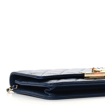Chanel Caviar Quilted Golden Class Wallet On Chain WOC Navy 9 of 10