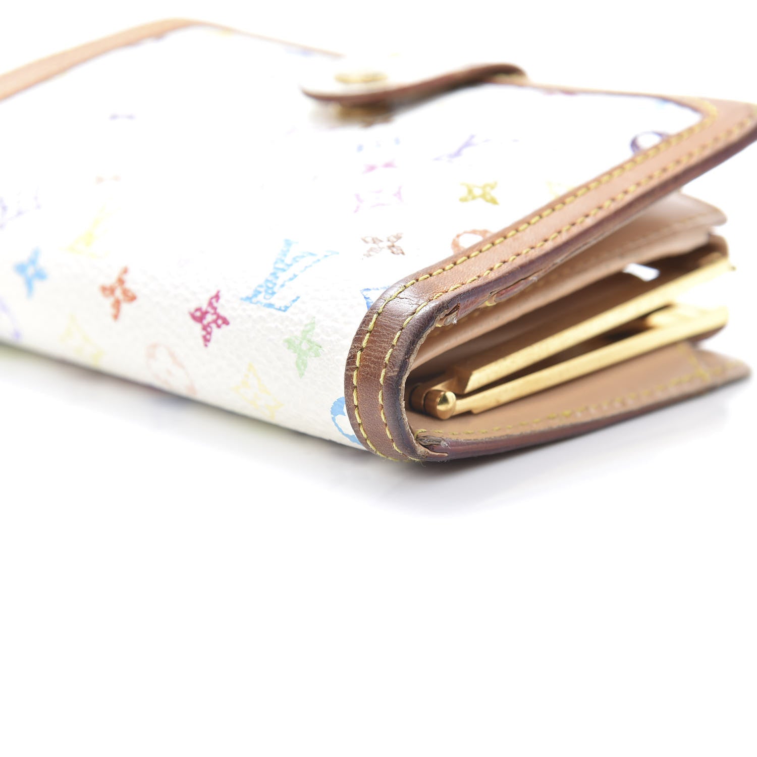 Louis Vuitton Monogram Multicolor French Purse Wallet White 10 of 16