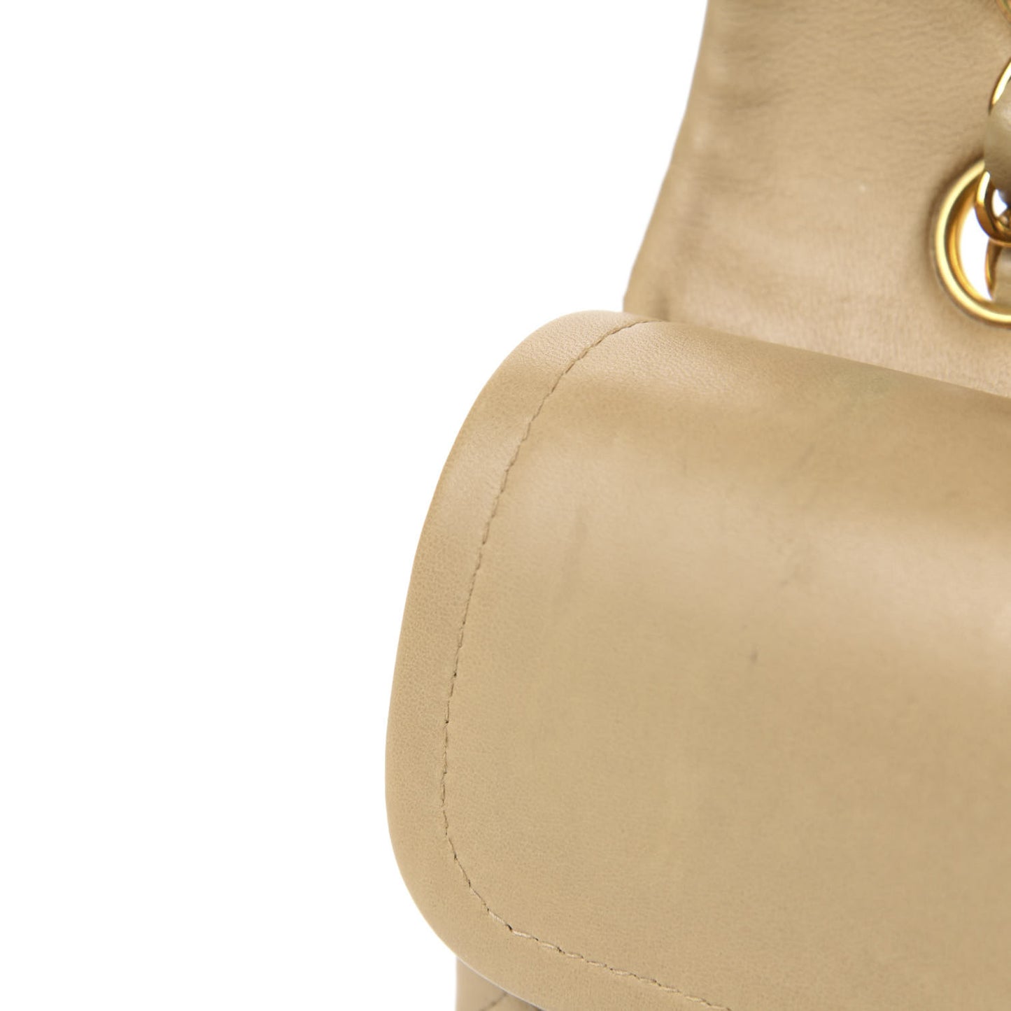 Lambskin Quilted Medium Double Flap Beige
