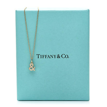 Tiffany 18K Yellow Gold Diamond Ampersand Pendant Necklace 7 of 7