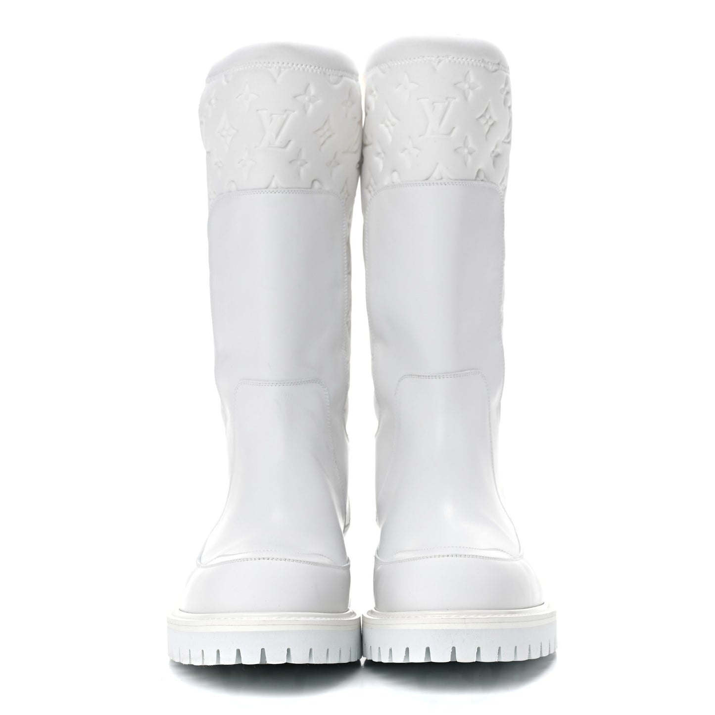 Calfskin Monogram Embossed Neoprene Mens Landscape Ankle Boots 9.5 White