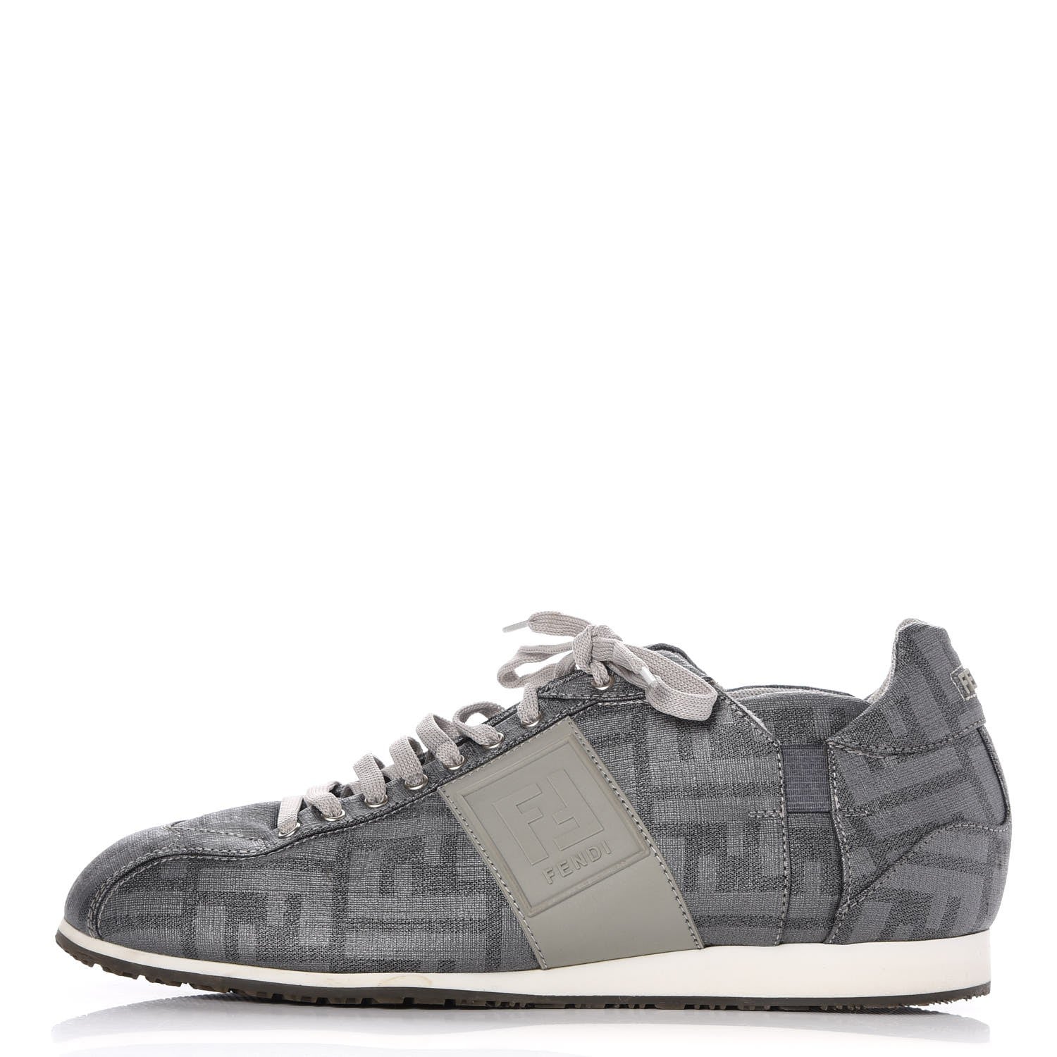 Fendi Coated Canvas FF Mens Low Top Sneakers 7 Grey 1 of 11