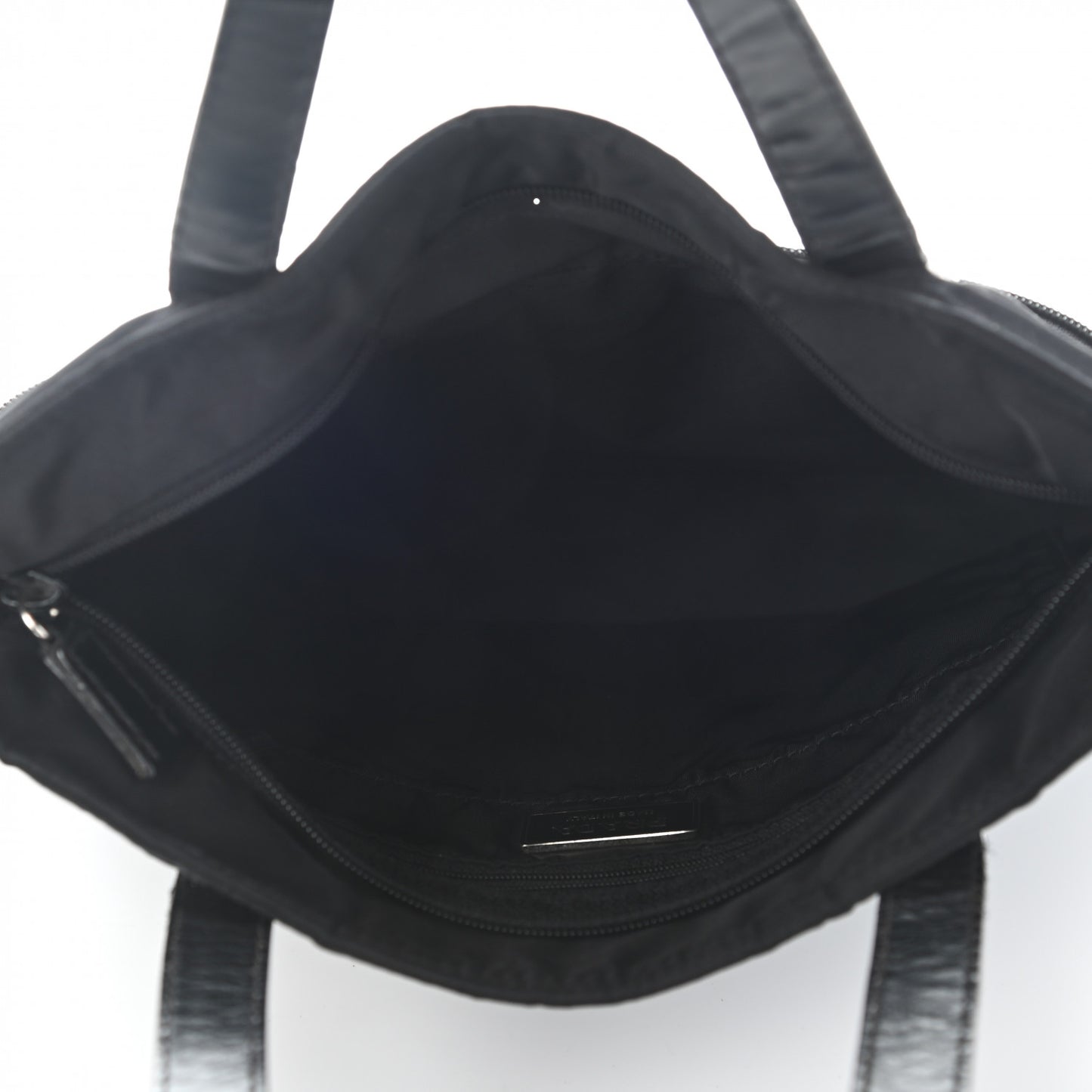 Tessuto Nylon Calfskin Shoulder Bag Black