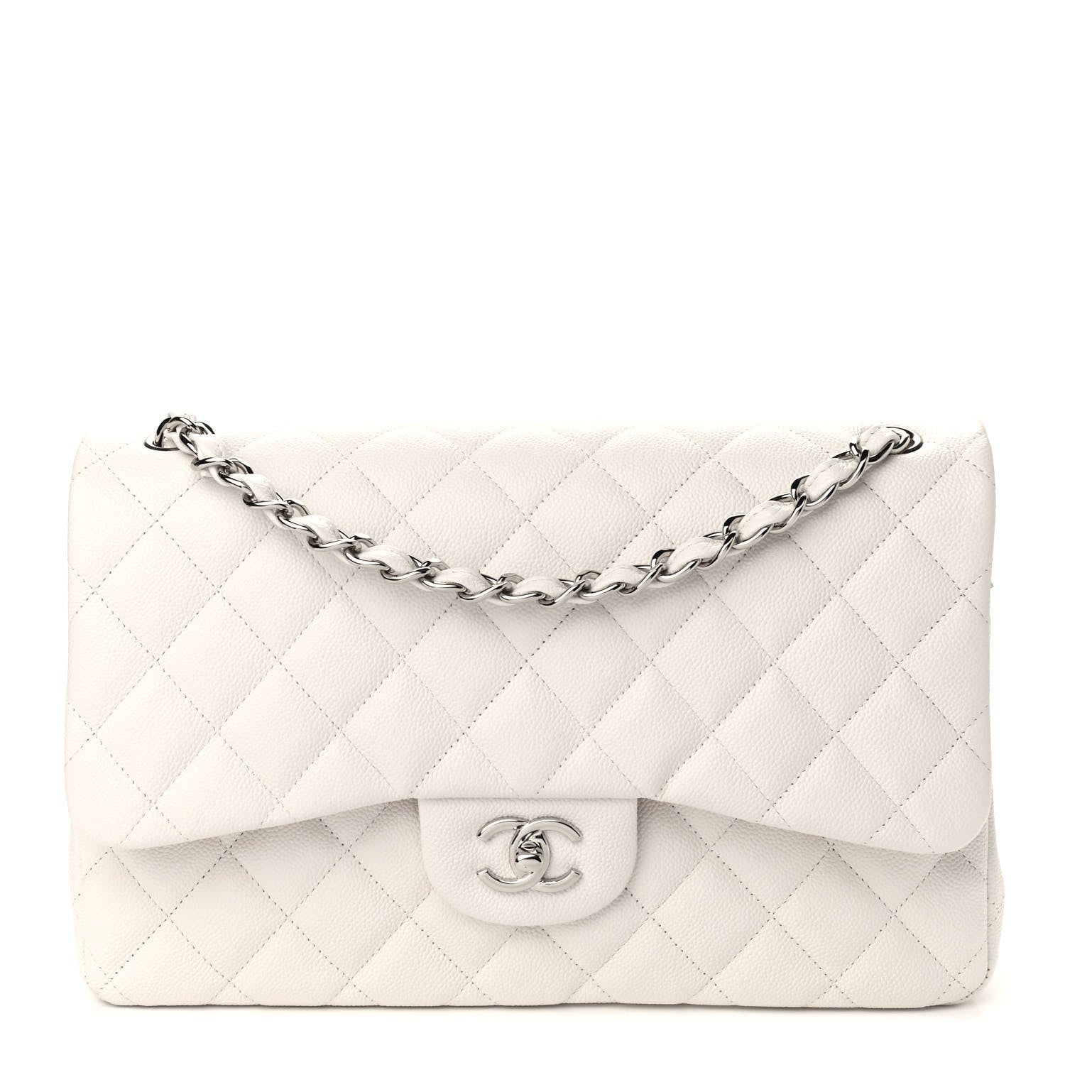 Chanel Caviar Quilted Jumbo Double Flap White 1 of 9
