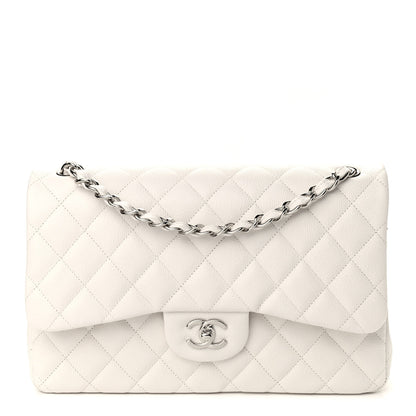 Chanel Caviar Quilted Jumbo Double Flap White 1 of 9