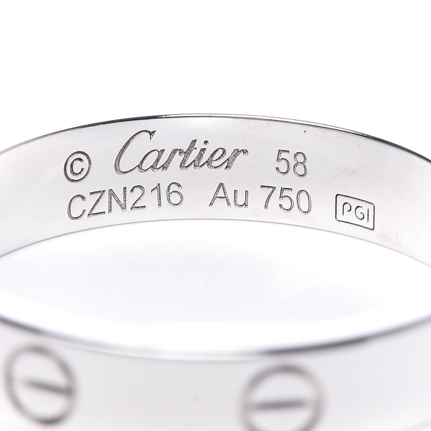 18K White Gold Diamond 4mm LOVE Wedding Band Ring 58 8.25