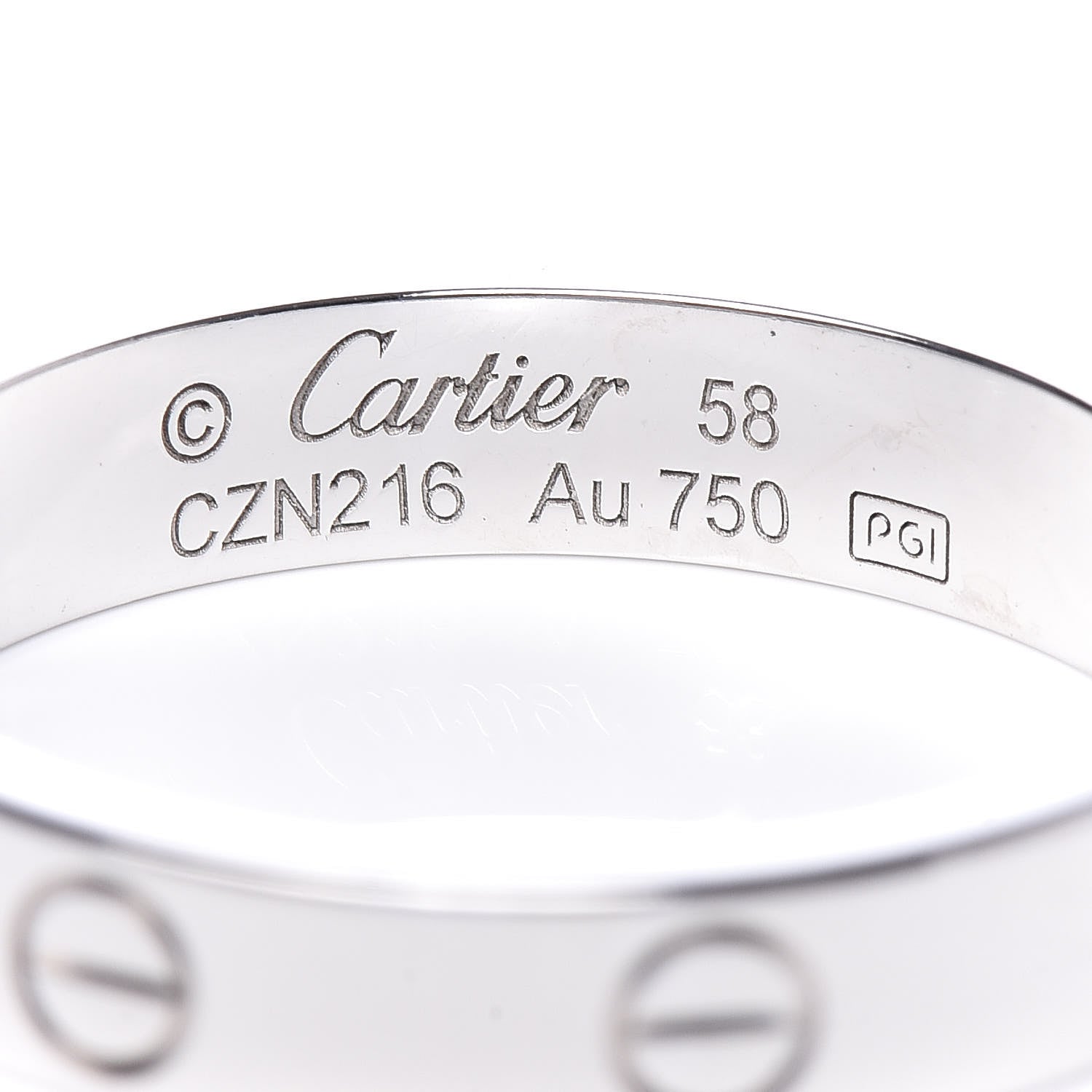 Cartier 18K White Gold Diamond 4mm LOVE Wedding Band Ring 58 8.25 4 of 4