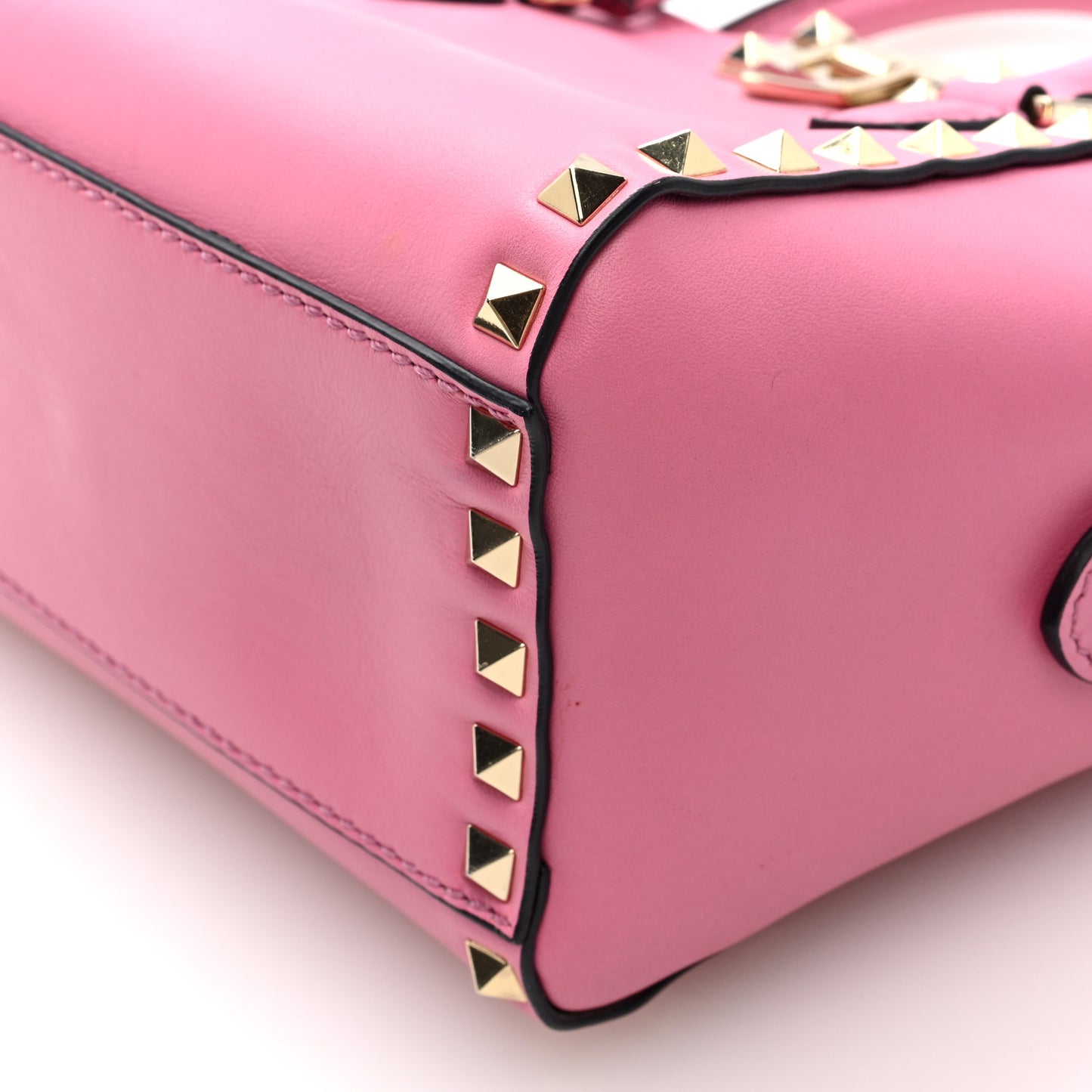Vitello Mini Rockstud Double Handle Tote Peony