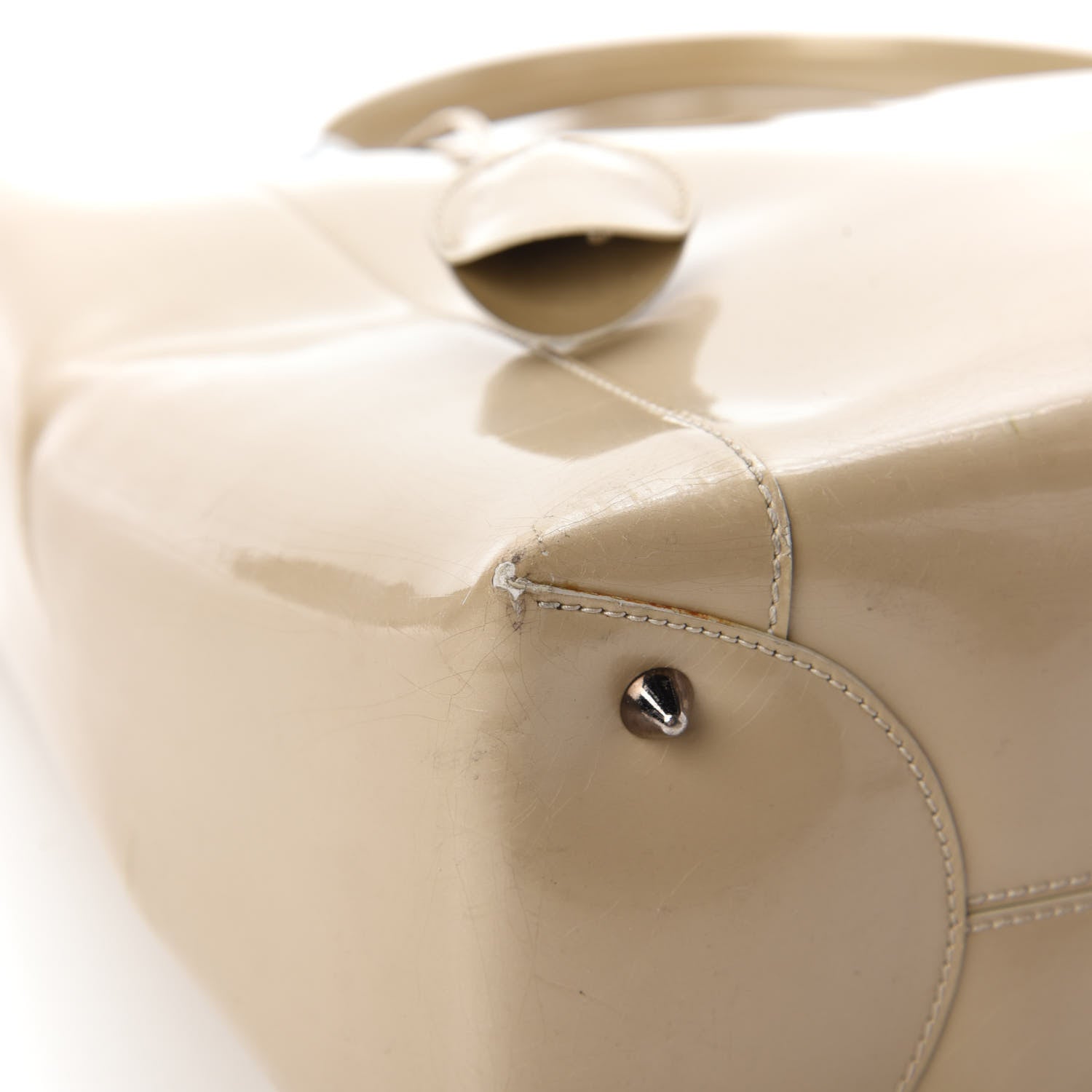 Christian Dior Patent Chrome Beaded Malice Tote Beige 13 of 22