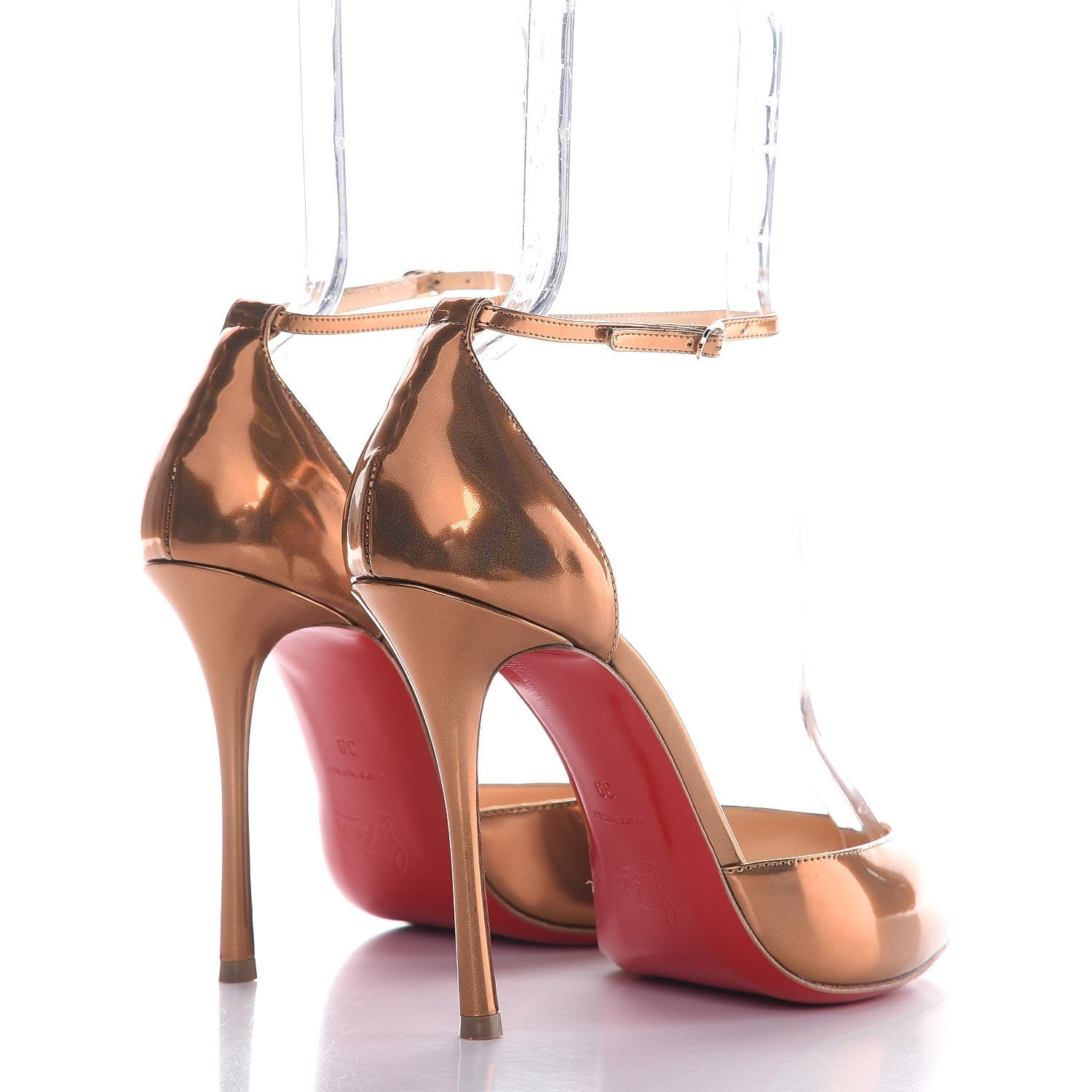 Christian Louboutin Metallic Patent Dollyla 100 Pumps 39 Cappuccino 4 of 9