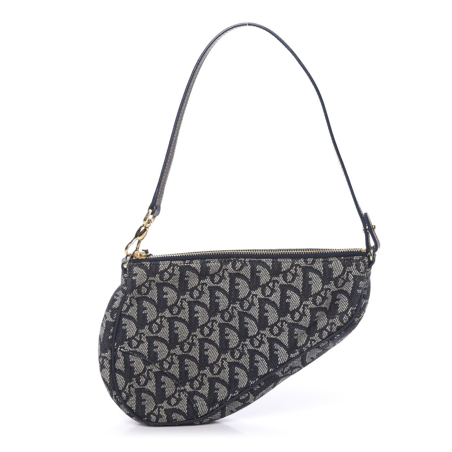 Christian Dior Monogram Mini Saddle Pochette Navy 1 of 10