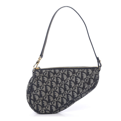 Christian Dior Monogram Mini Saddle Pochette Navy 1 of 10