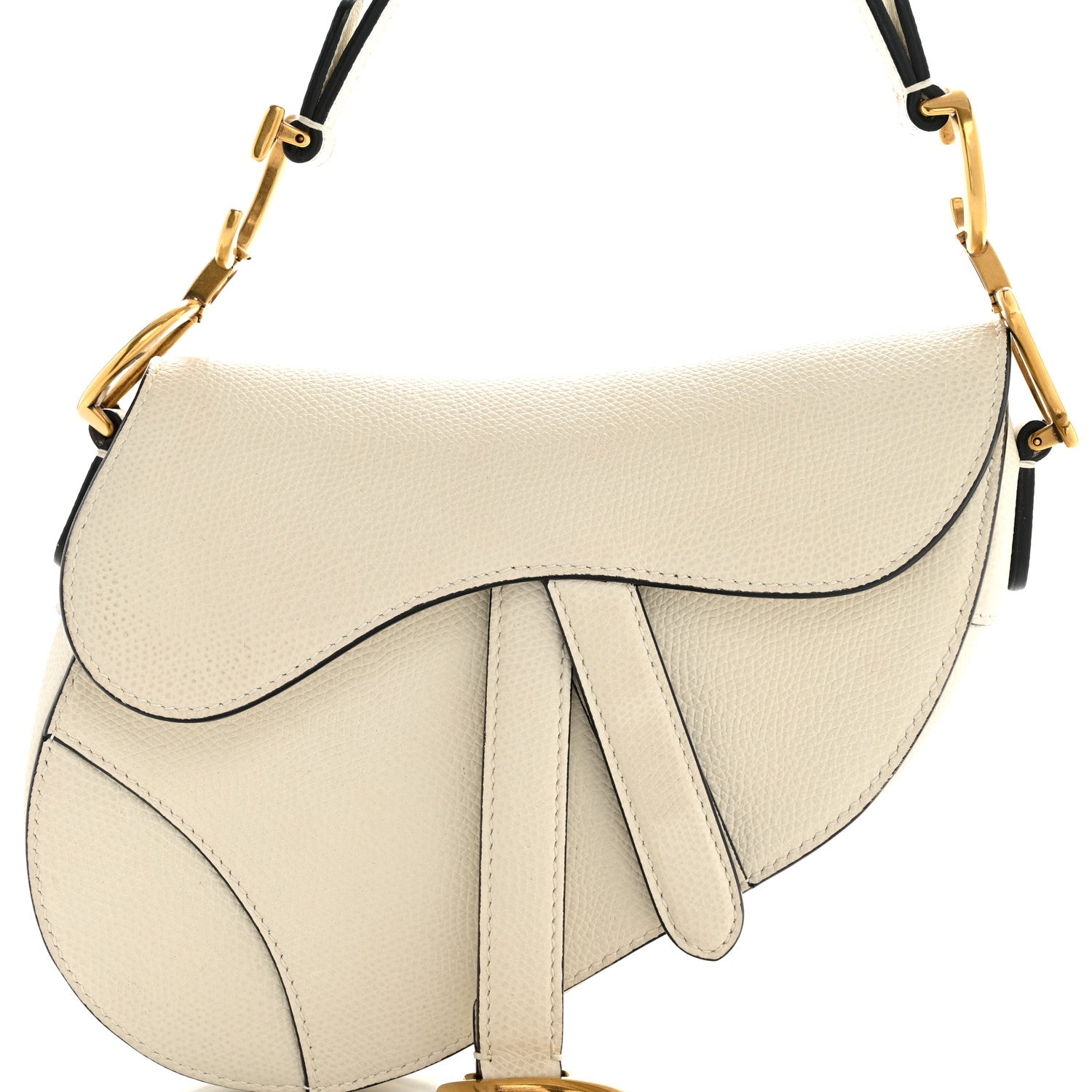 Christian Dior Grained Calfskin Mini Saddle Bag White 8 of 13