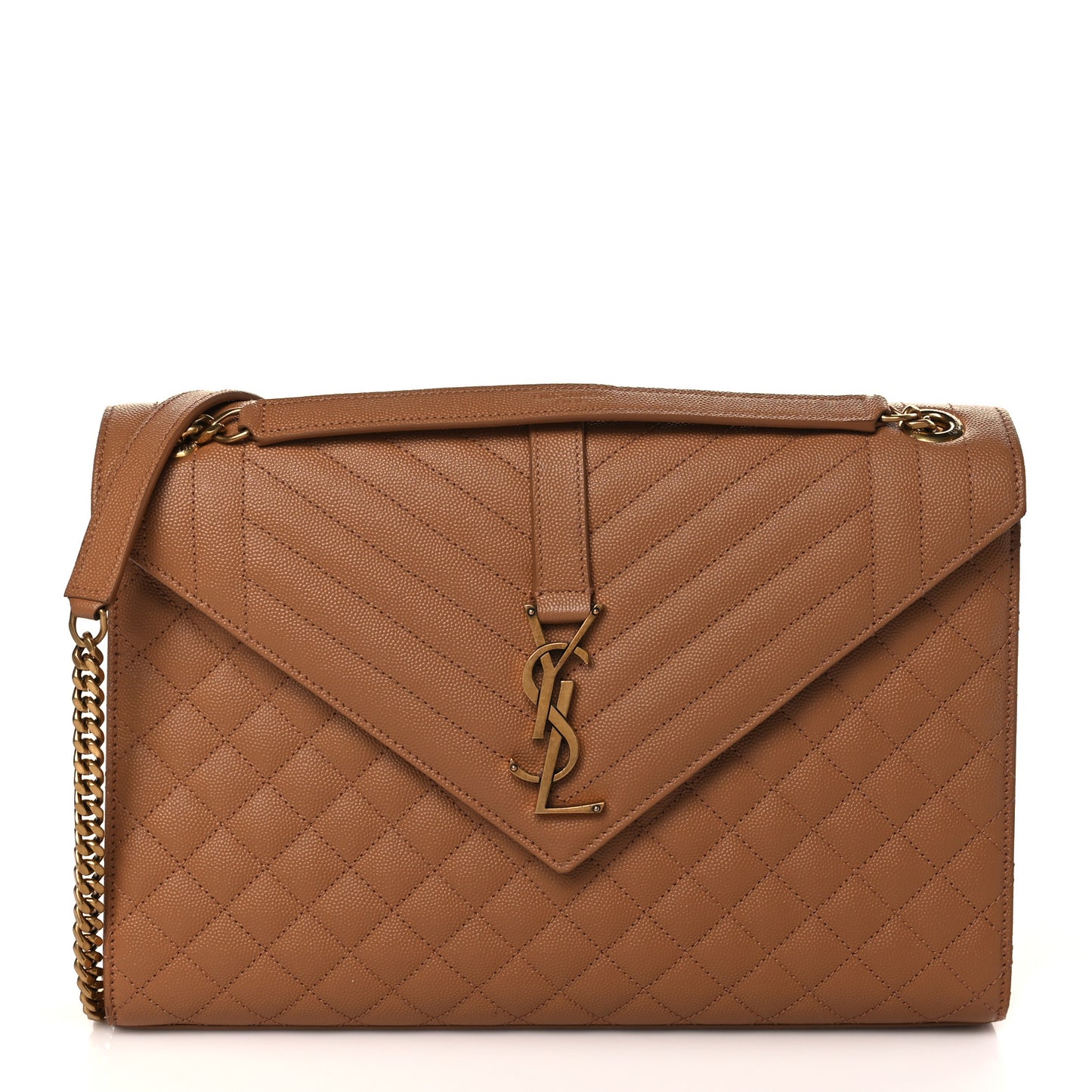 Grain De Poudre Textured Mixed Matelasse Triquilt Large Monogram Satchel Naturel
