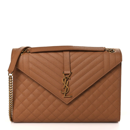 Saint Laurent Grain De Poudre Textured Mixed Matelasse Triquilt Large Monogram Satchel Naturel 1 of 9
