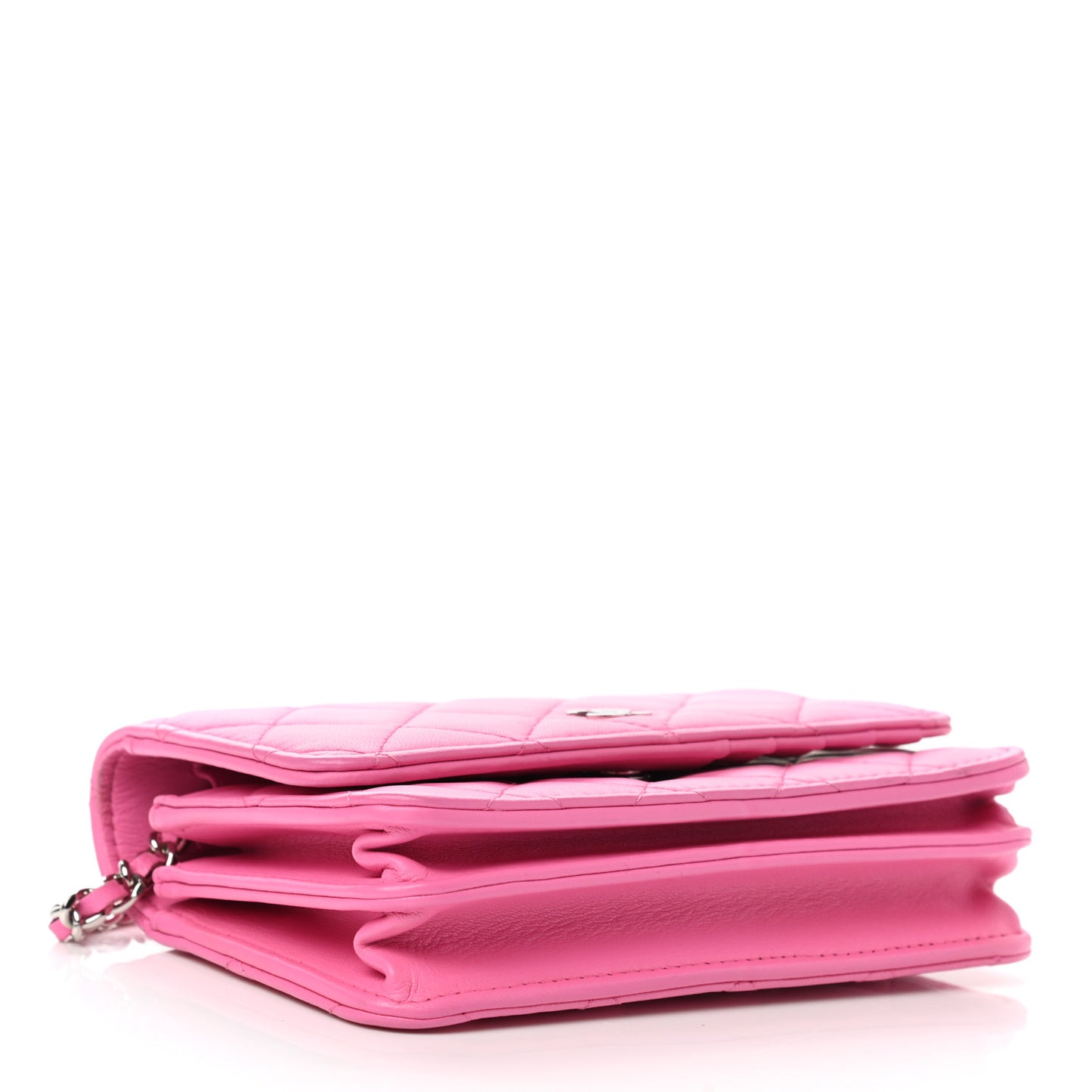 Lambskin Quilted Mini Wallet On Chain WOC Pink